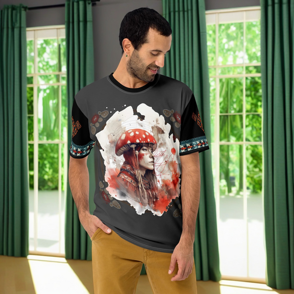All Over T-Shirt showcasing Amanita muscaria design from Amanita Collection.